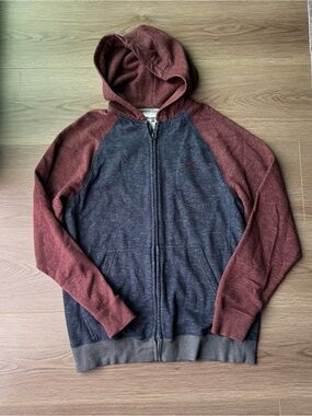 Billabong Two-Tone Zip Hoodie Sweater - Navy & Maroon